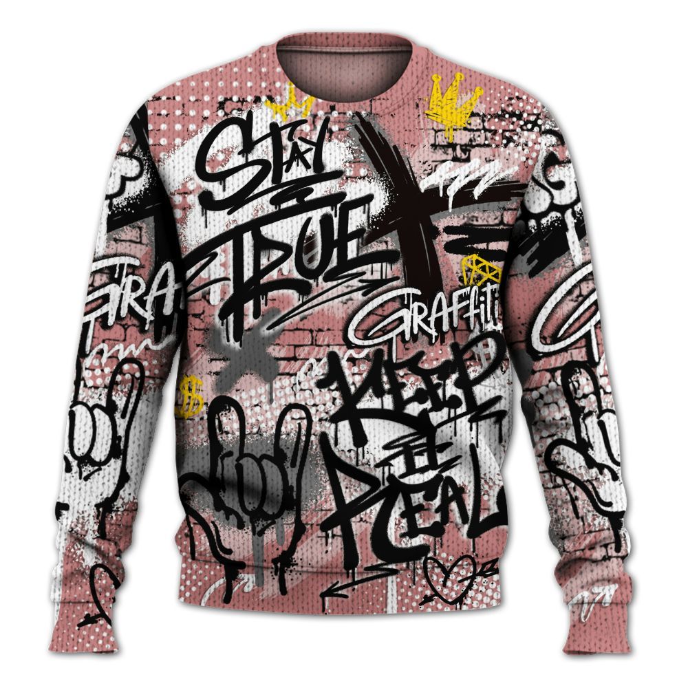 Knitted Sweater To Match Low OG Rust Pink 1s - True It Real Graffiti Streetwear