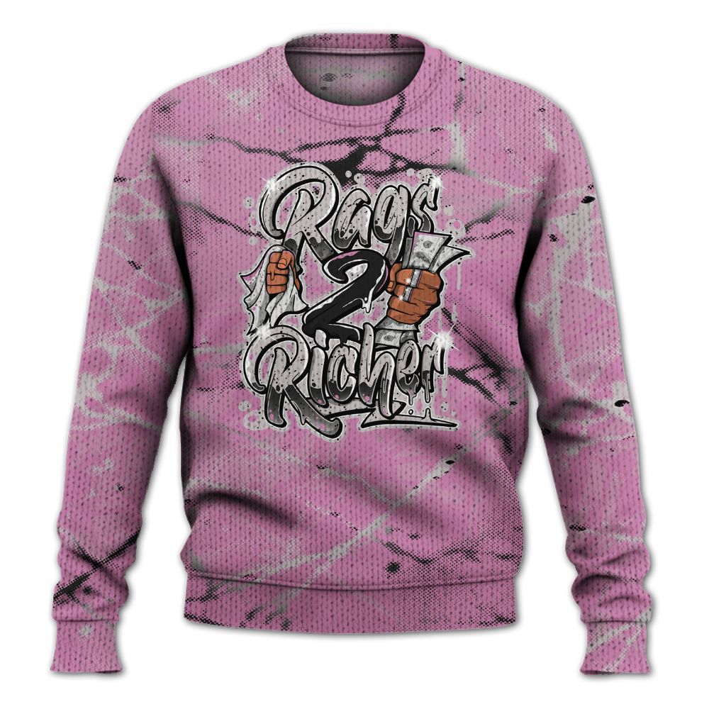 Knitted Sweater To Match Neutral Grey Black White Orchid 4s - Rag 2 Rich Graphic