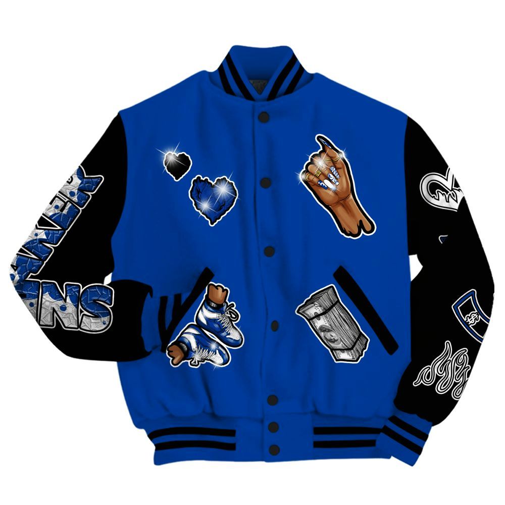 Varsity Jacket To Match Hyper Royal 12s - Sneakerz Girlz All Over Print