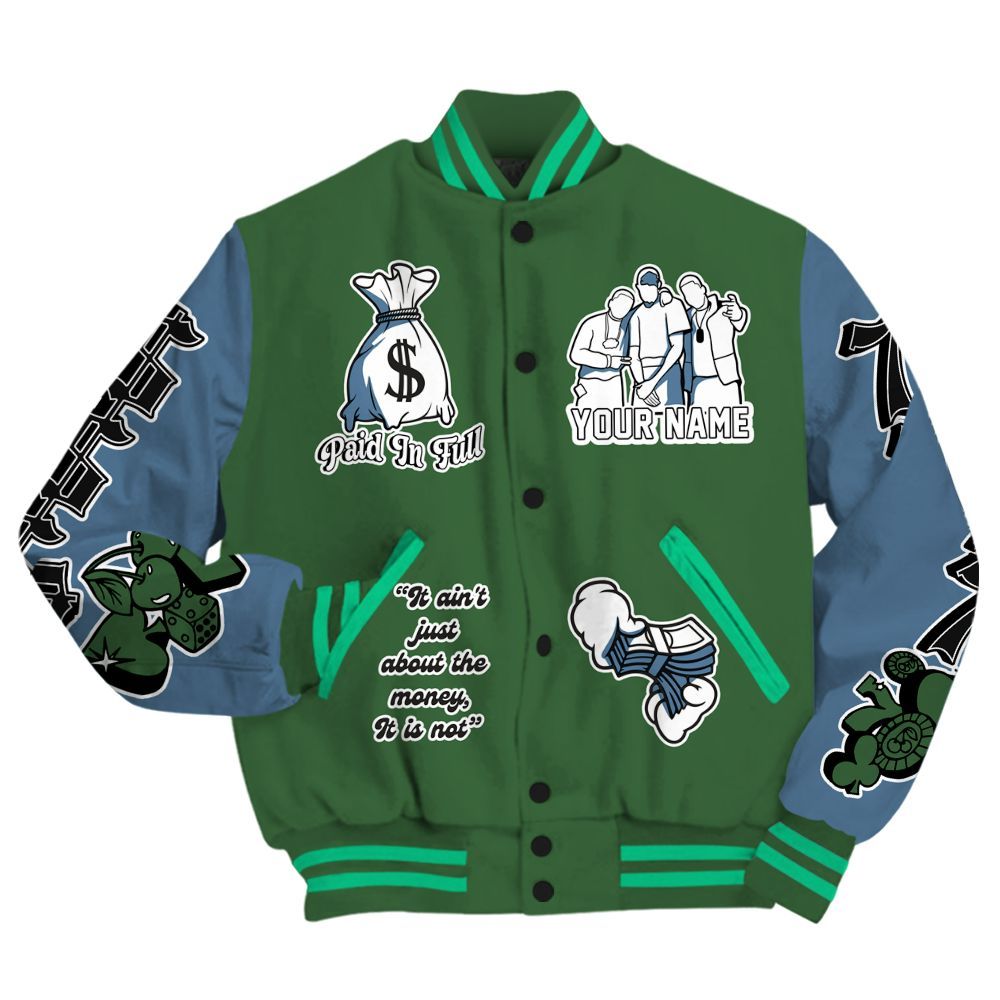 Varsity Jacket To Match Foamposite Pro Pine Green 2025 - Paid In Full Baseball Varsity Jacket Custom Name All Over Print