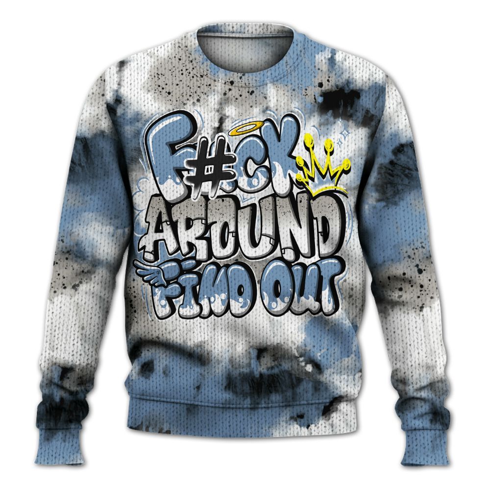 Knitted Sweater To Match University Blue 4s - Tie Dye FK Around Find Out