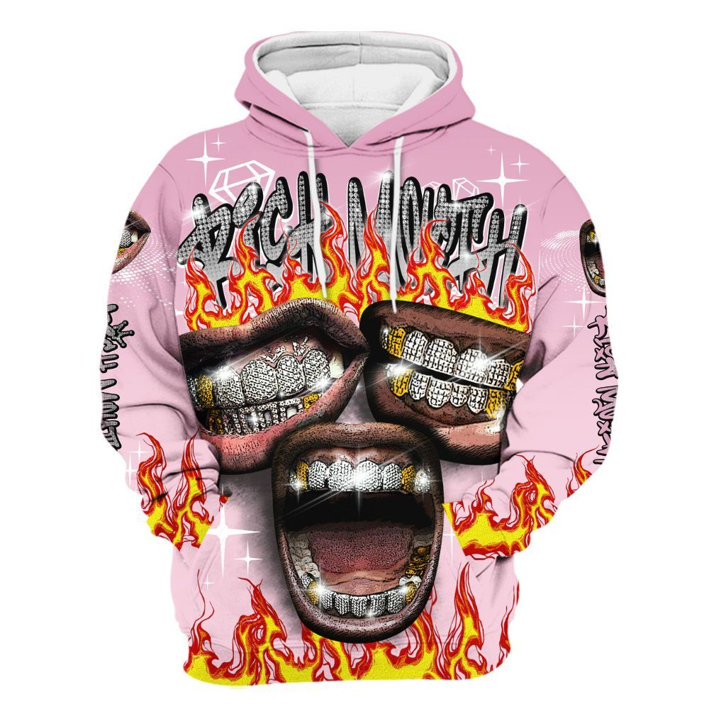 Hoodie To Match Orchid 4s - Rich Mouth Fire Rap Retro 90s All Over Print