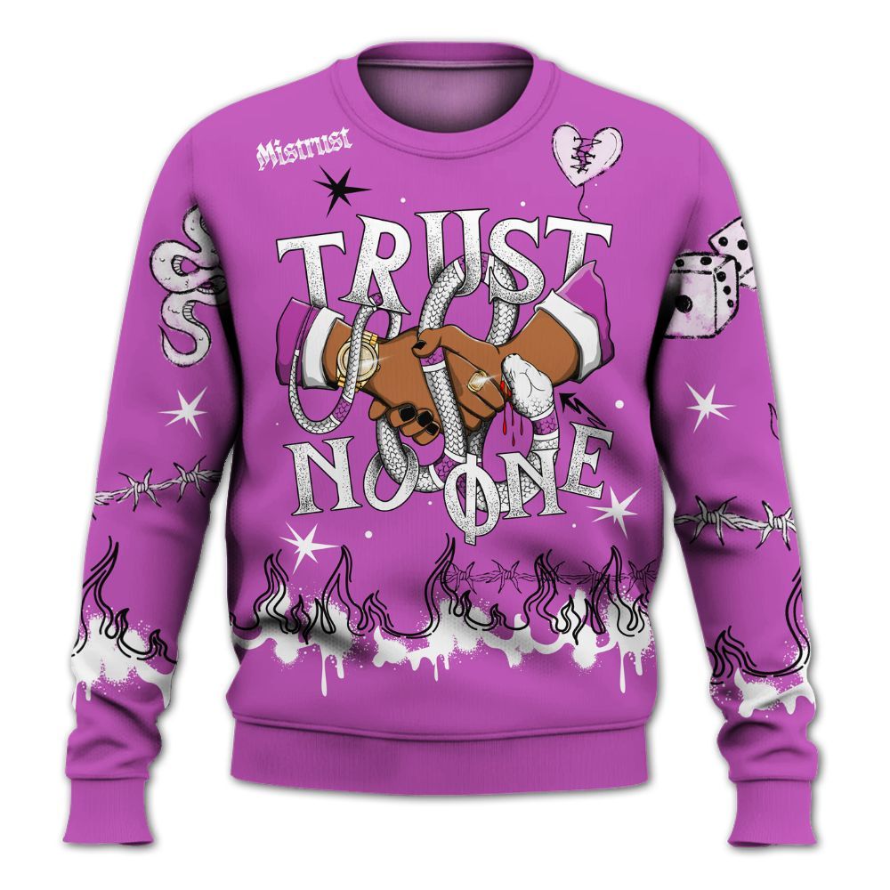 Sweatshirt To Match Hyper Violet 4s - Trust No One Snake-Bite Doodle Crayon All Over Print