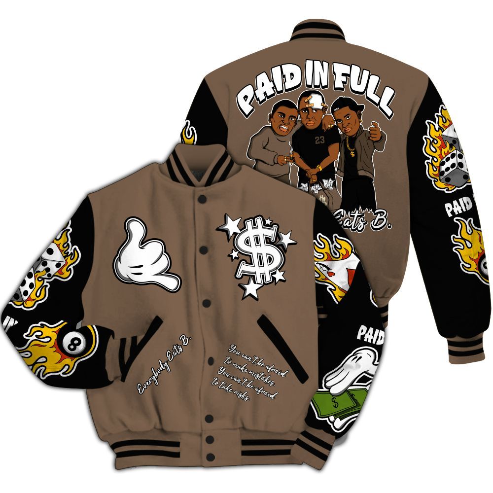 Varsity Jacket To Match Dark Mocha Jack - Everybody Paid In Full Graphic All Over Print