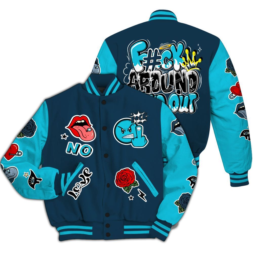 Varsity Jacket To Match Air Navy Baltic Blue - FK Around Find Out All Over Print