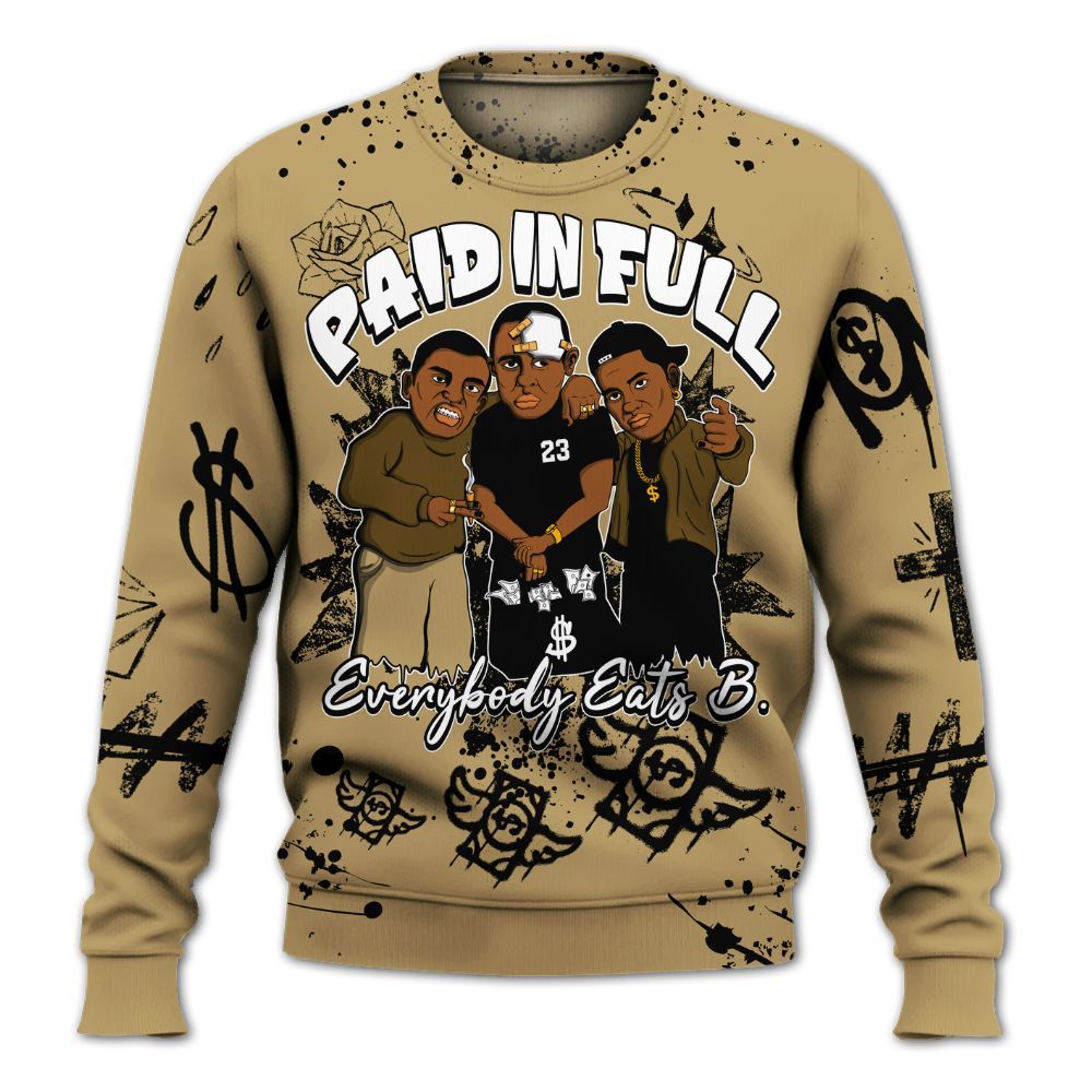 Sweatshirt To Match High OG Black Metallic Gold 1s - Everybody Paid In Full Crayon All Over Print