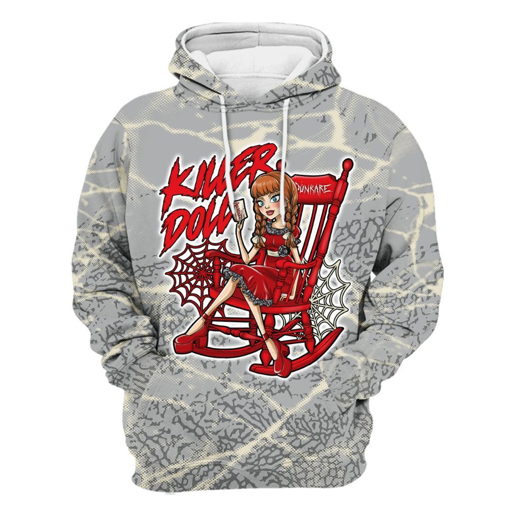 Hoodie To Match Cement Grey 3s - Killer Doll-A Halloween Profound All Over Print
