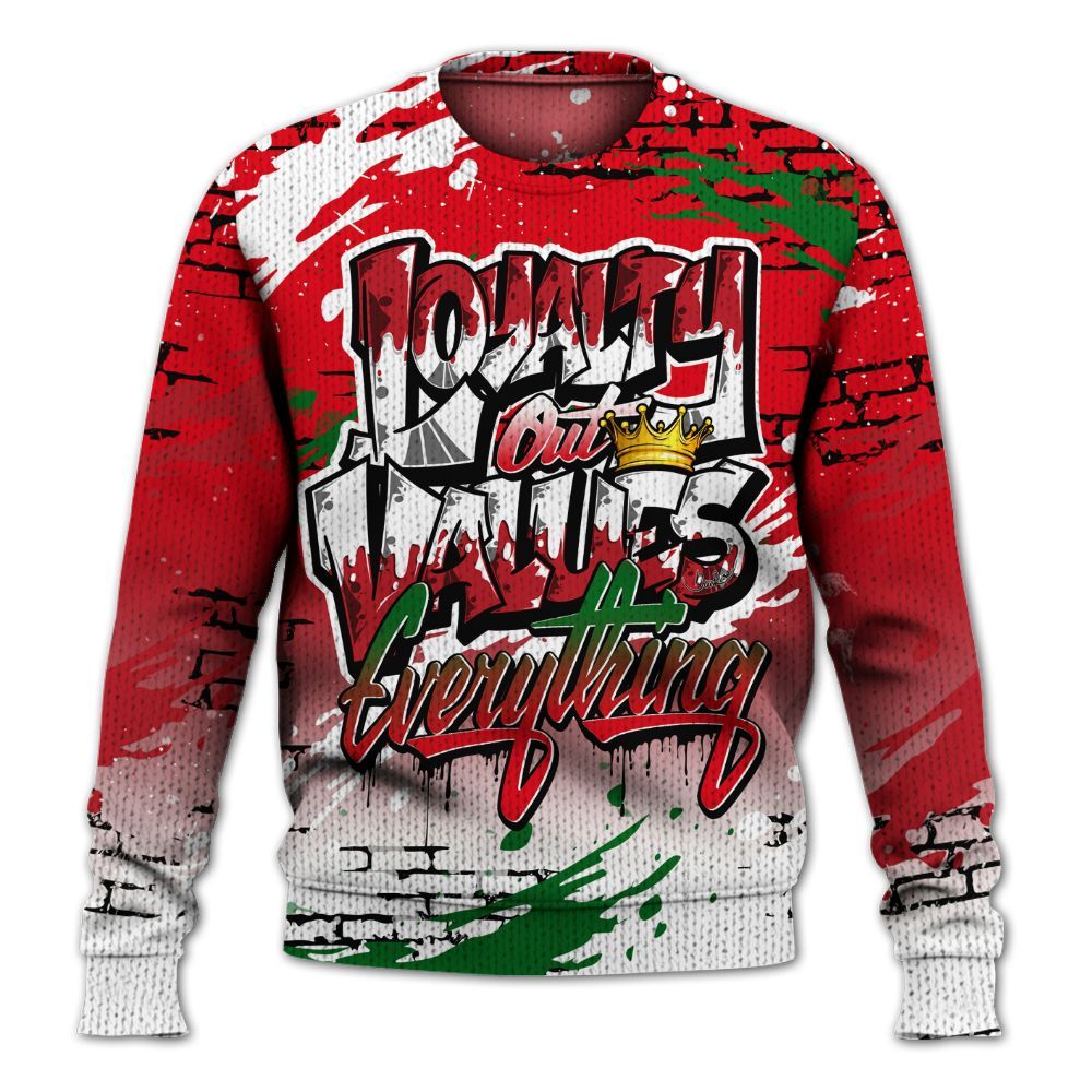 Sweater To Match Chicago 13s - Values Of Loyalty Drip Graphic