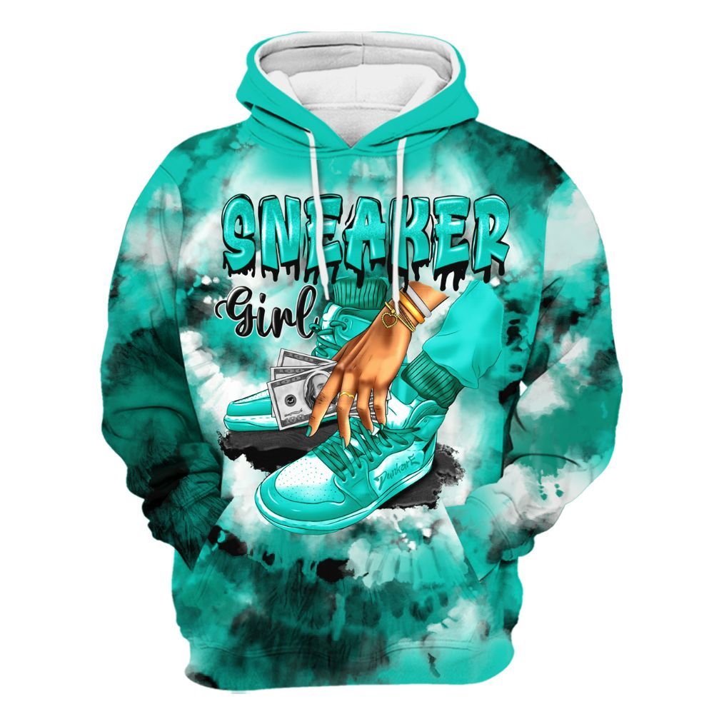 Hoodie To Match Dunk Low Clear Jade - SNEAKER Girl Money Drip Tie Dye All Over Print