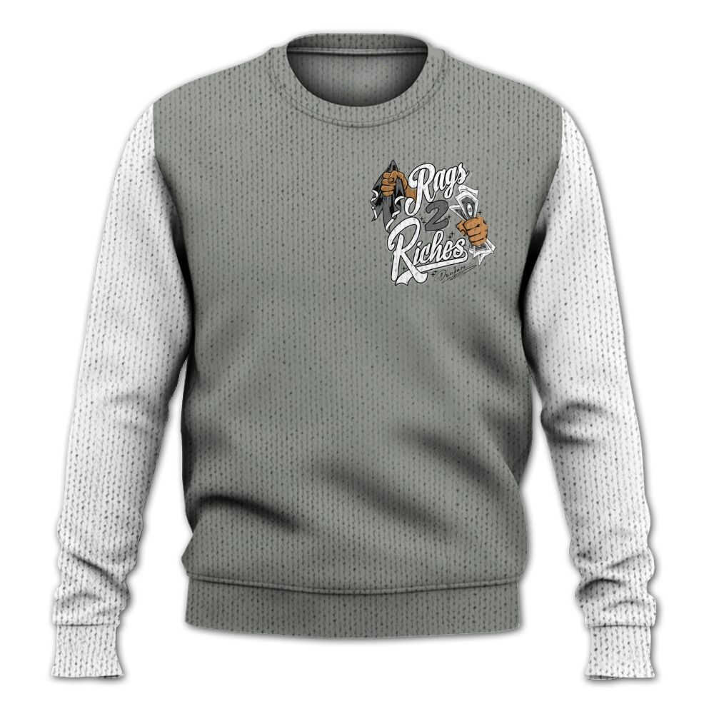 Knitted Sweater To Match Paris Cement Grey 4s, Custom Name Rag 2 Riches