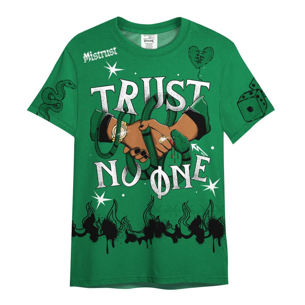Shirt To Match Pine Green 13s - Trust No One Snake-Bite Doodle Crayon All Over Print