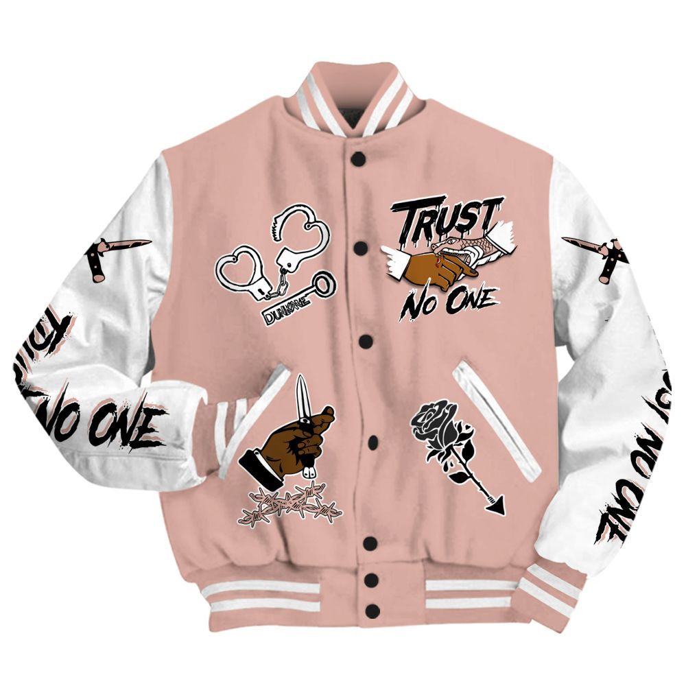 Varsity Jacket To Match Dunk Low Pink Velvet - Trust No One Dripping All Over Print