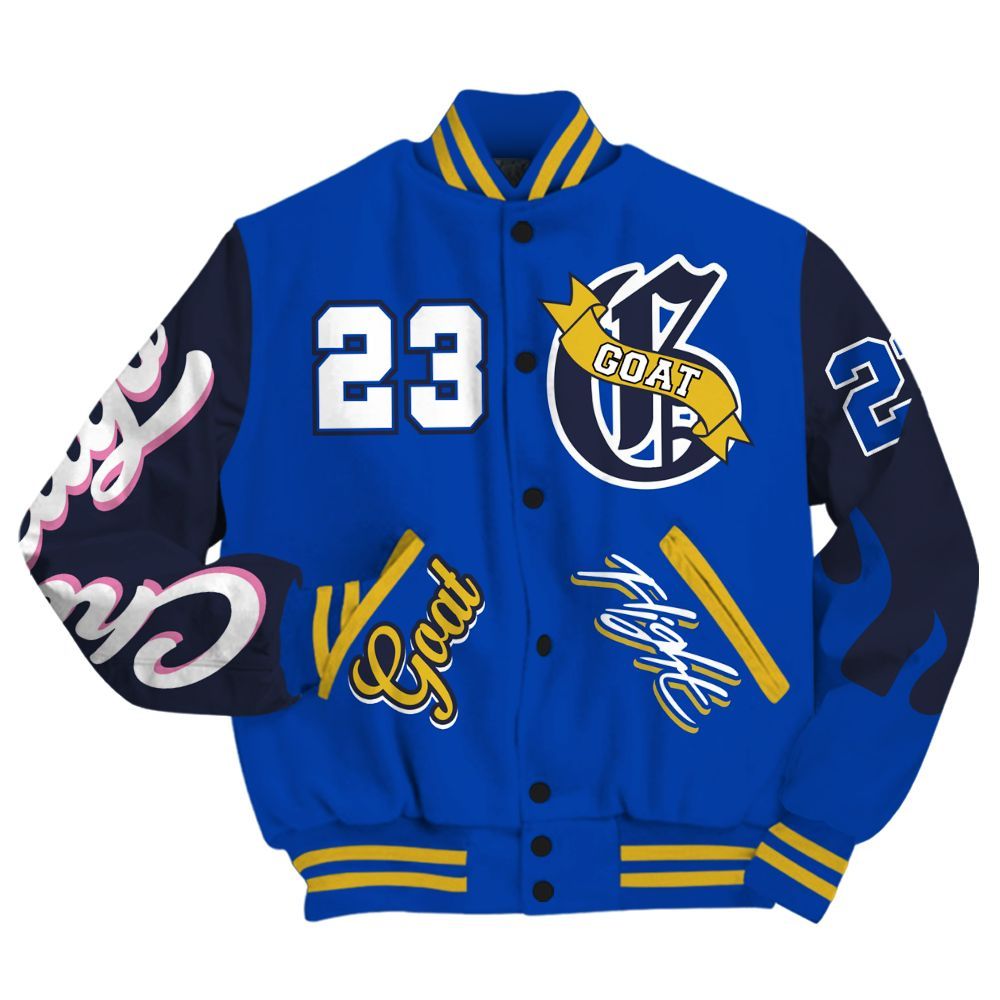 Varsity Jacket To Match Brazil Racer Blue Yellow 3s - The G.O.A.T Streetwear All Over Print