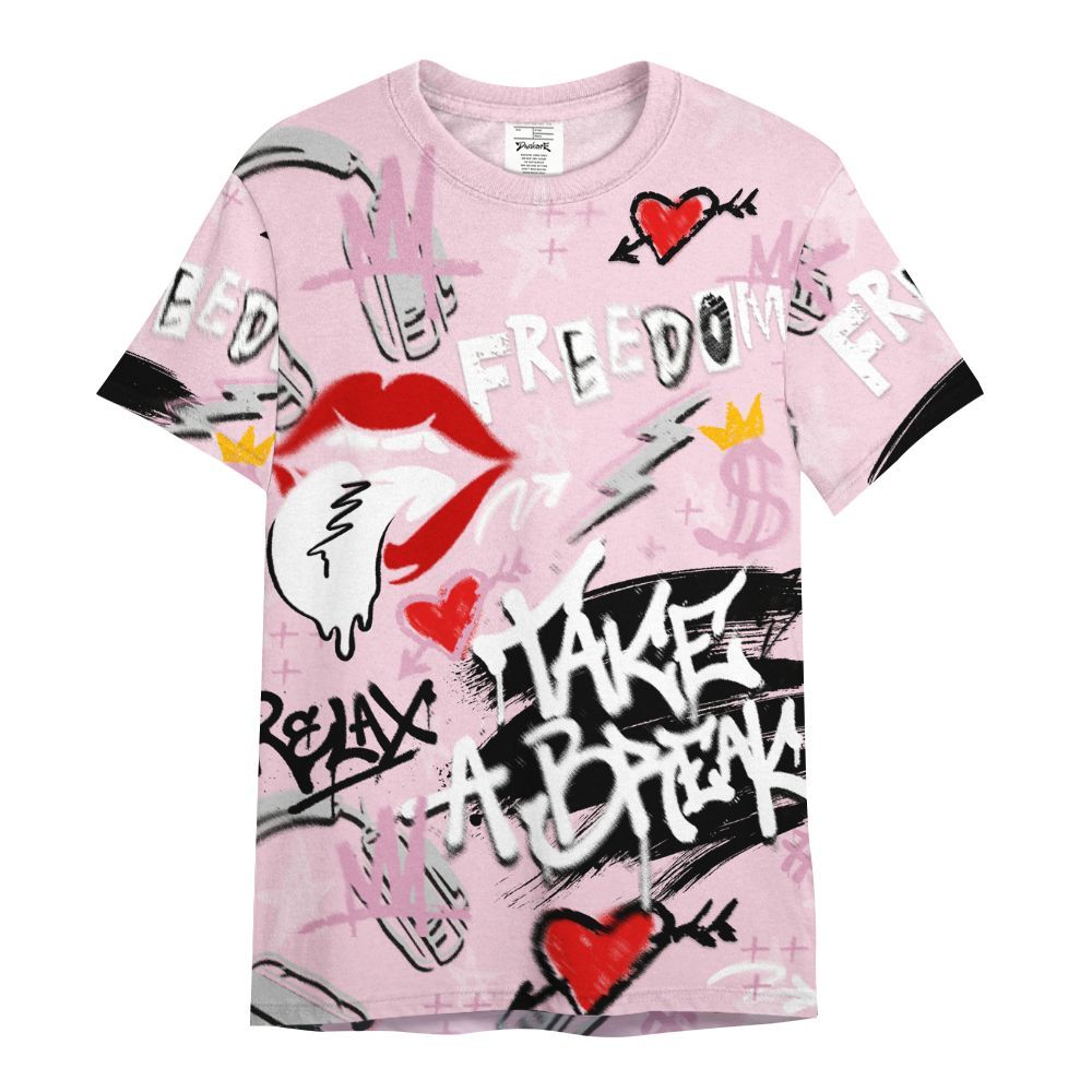 Shirt To Match Orchid 4s - Take Break Freedom Graffiti Streetwear All Over Print