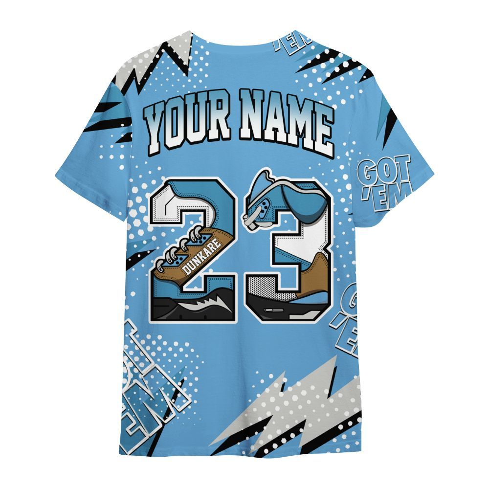 Shirt To Match SB Dunk Low University Blue - Custom Name Number 23 5s All Over Print