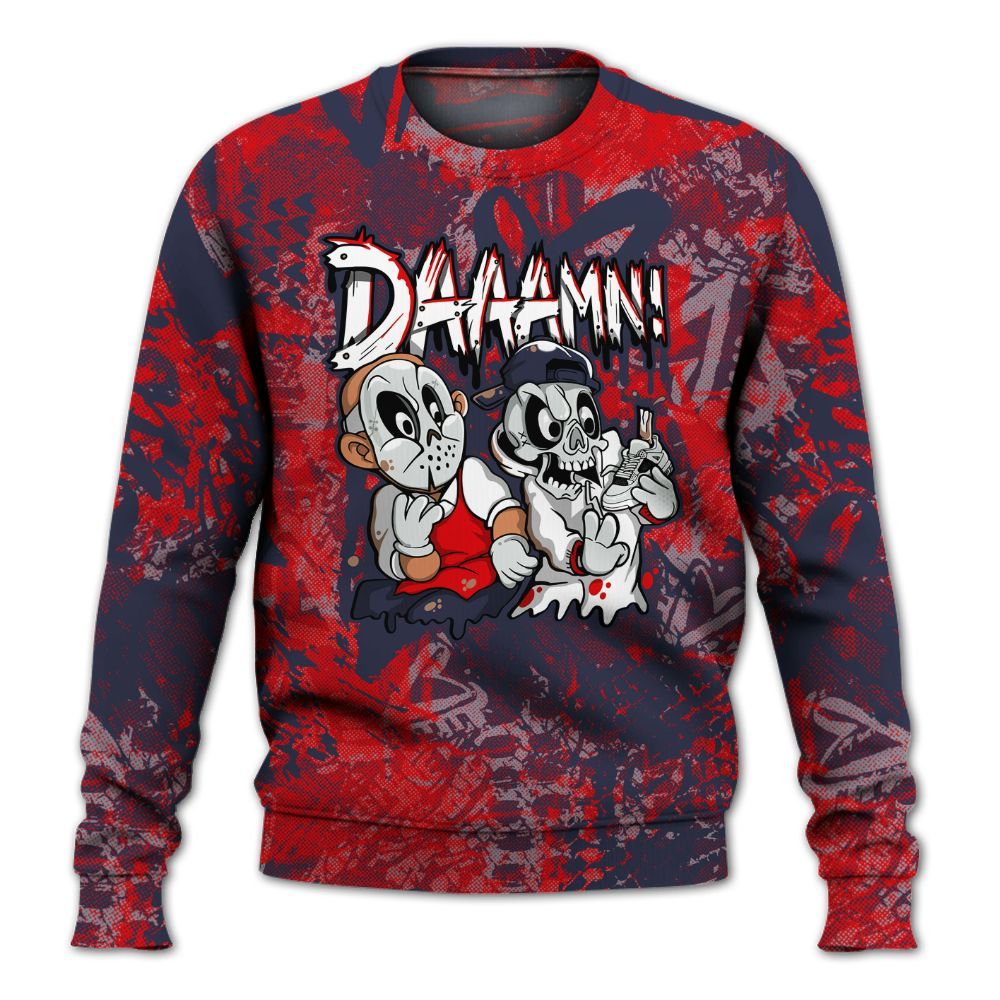 Sweatshirt To Match Low OG Howard Bison 1s - Damn Shoe Graphic Heart Grunge All Over Print