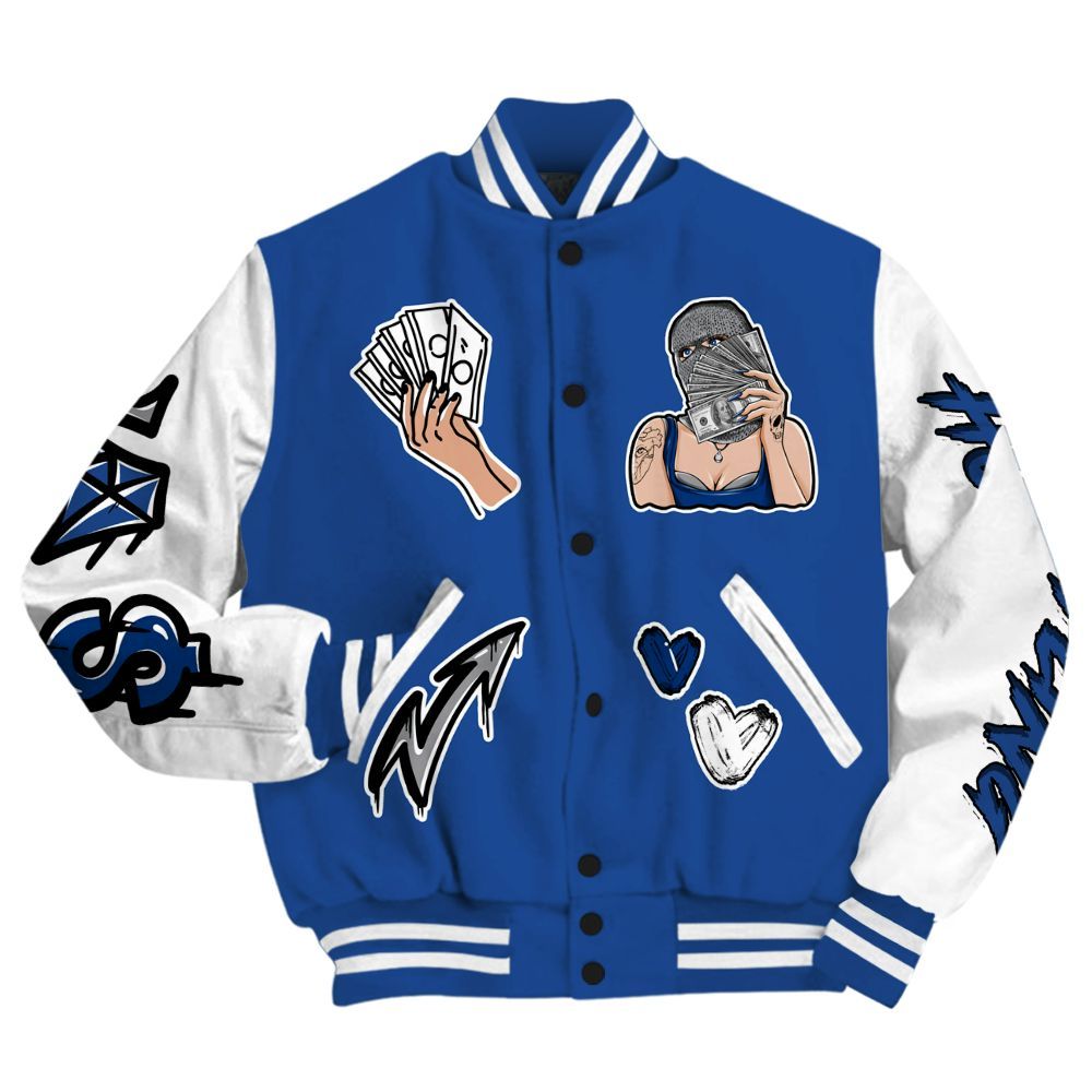 Varsity Jacket To Match High OG True Blue 1s - Hustling Unique All Over Print