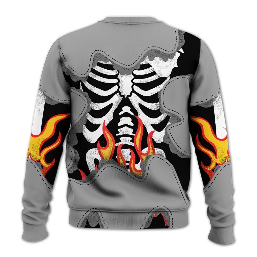 Sweatshirt To Match Black Wolf Grey 12s - Skeleton Burning Heart Drip All Over Print