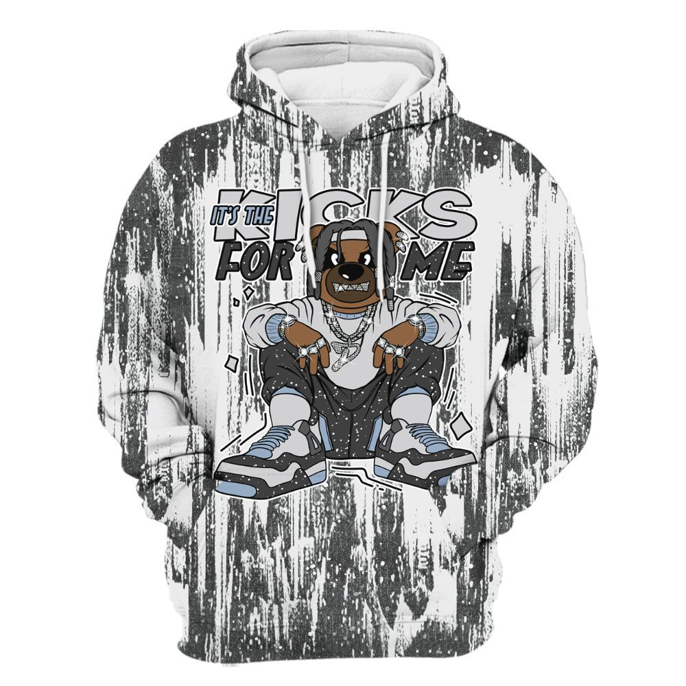 Hoodie To Match Reverse Black White 6s - Sneakers Bear Glitch Art All Over Print