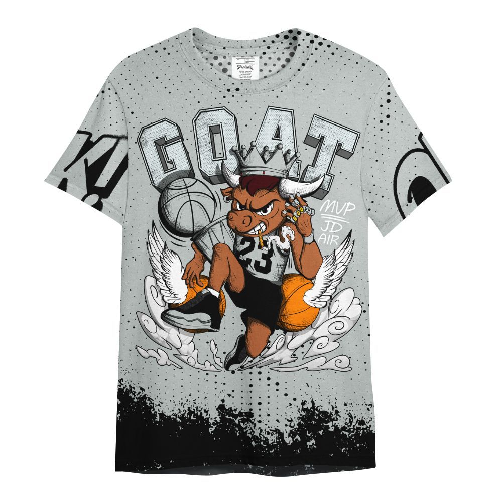 Shirt To Match Black Wolf Grey 12s - FlightMan Number 23 G.O.A.T All Over Print