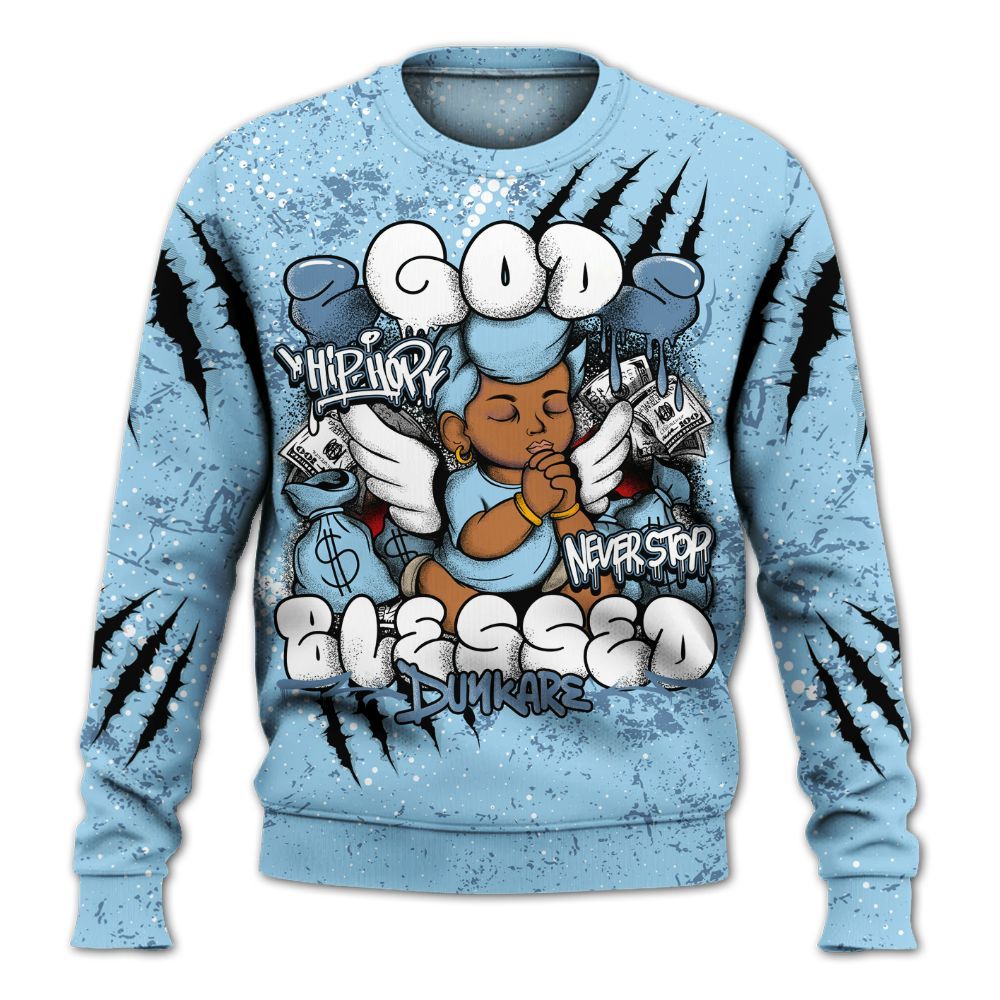 Sweatshirt To Match Legend Blue 11s - God Blessed All Over Print