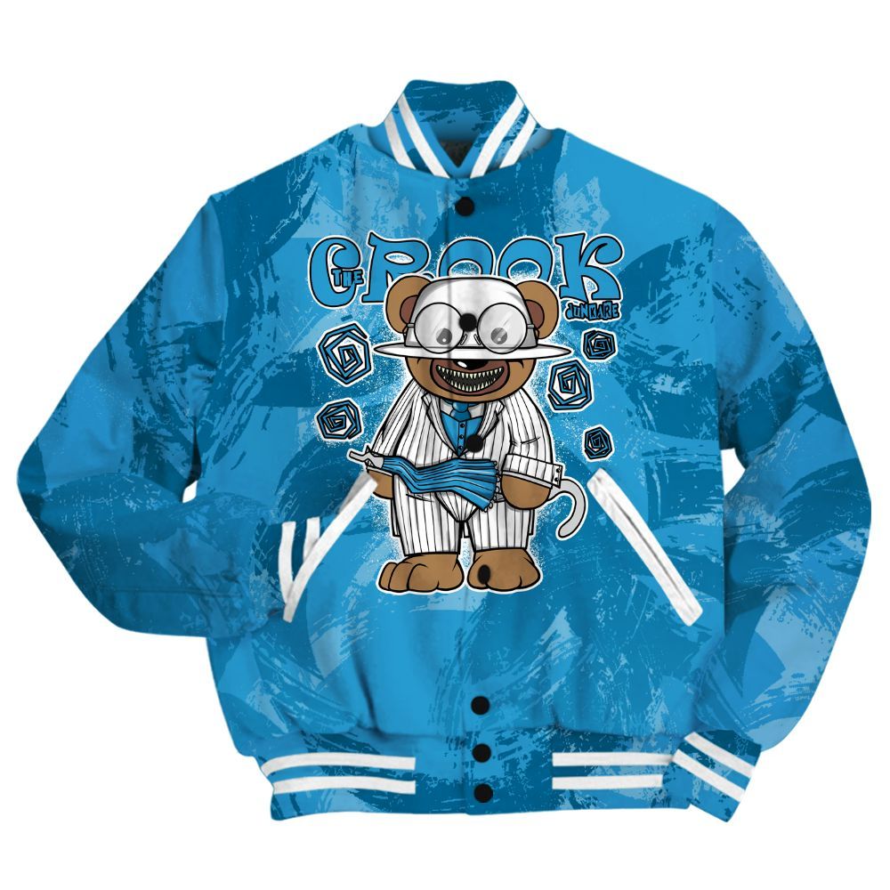 Varsity Jacket To Match Powder Blue 9s Shirt - Swindler Bear Circle Slpash All Over Print