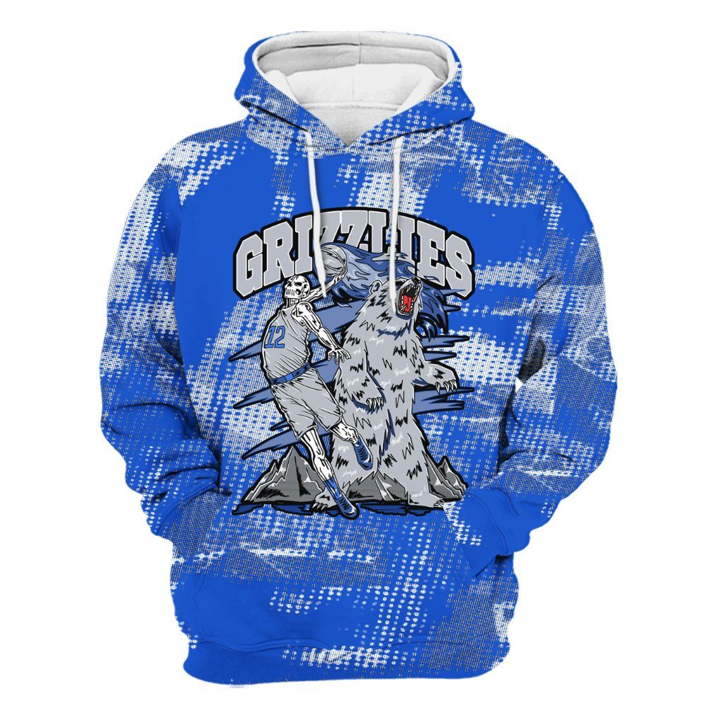 Hoodie To Match Air Foamposite One Royal - Grizzly Bear Skeleton Brown Sugar All Over Print