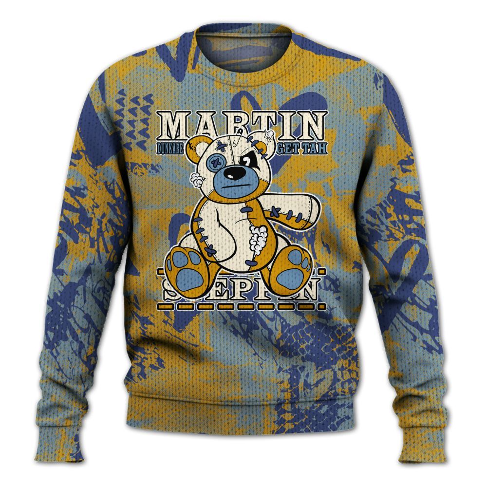 Knitted Sweater To Match High OG First In Flight 1s - Tah Steppin Bear Heart Grunge