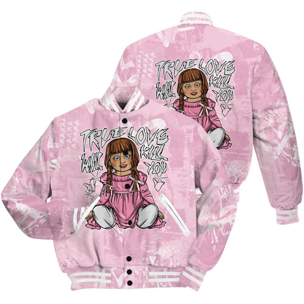 Varsity Jacket To Match Orchid 4s Shirt - Genuine Loves Bear Heart Grunge All Over Print