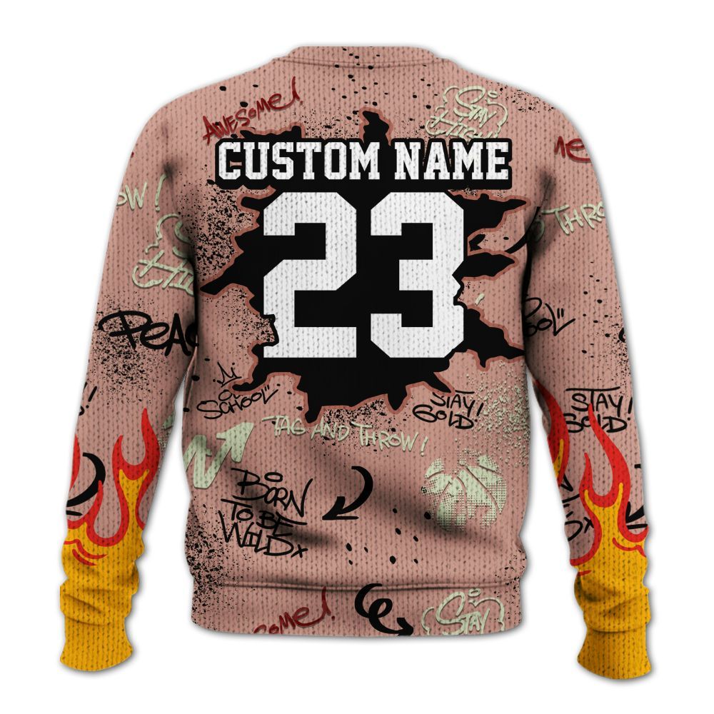Knitted Sweater To Match Valentines Day 3s - Number 23 Basketball Bear Custom Name