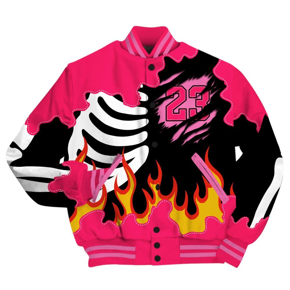 Varsity Jacket To Match Air VaporMax Plus Triple Pink - Burning Skeleton 23 G.O.A.T All Over Print