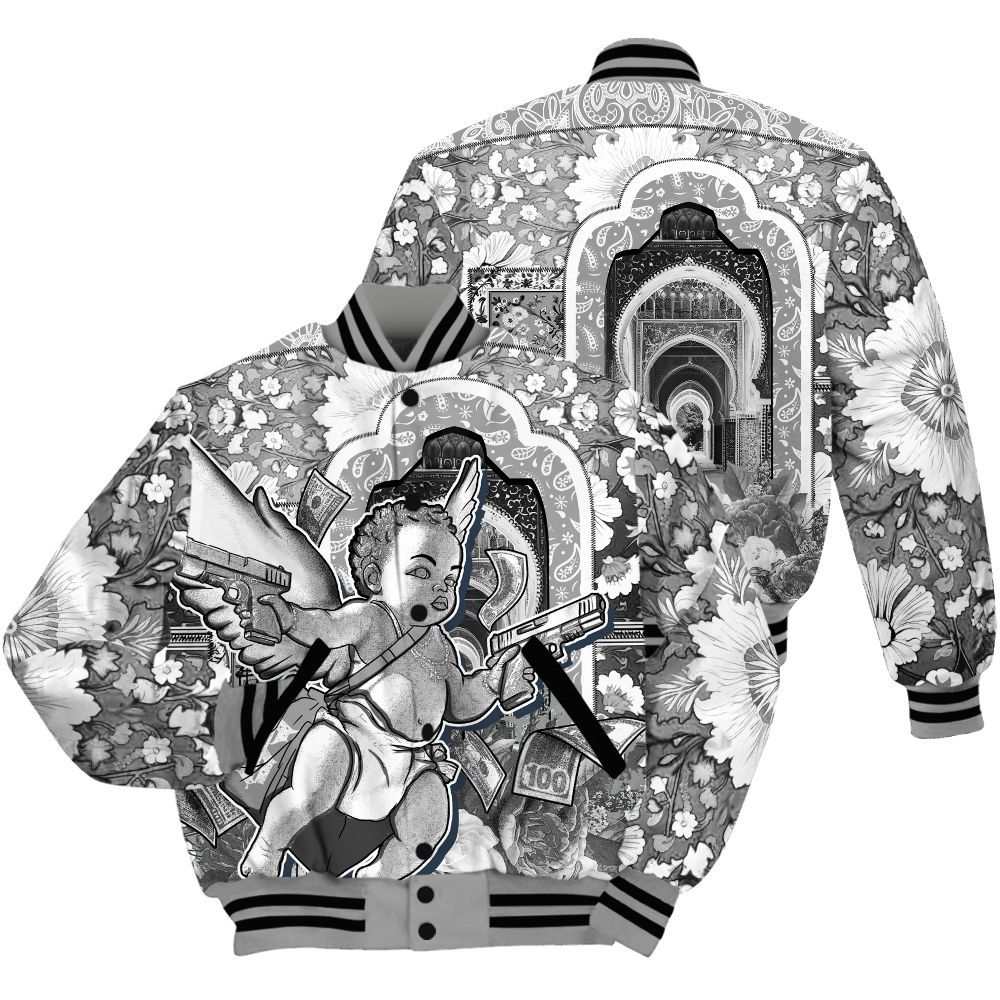Varsity Jacket To Match Black Wolf Grey 12s - Angel Money Bag All Over Print