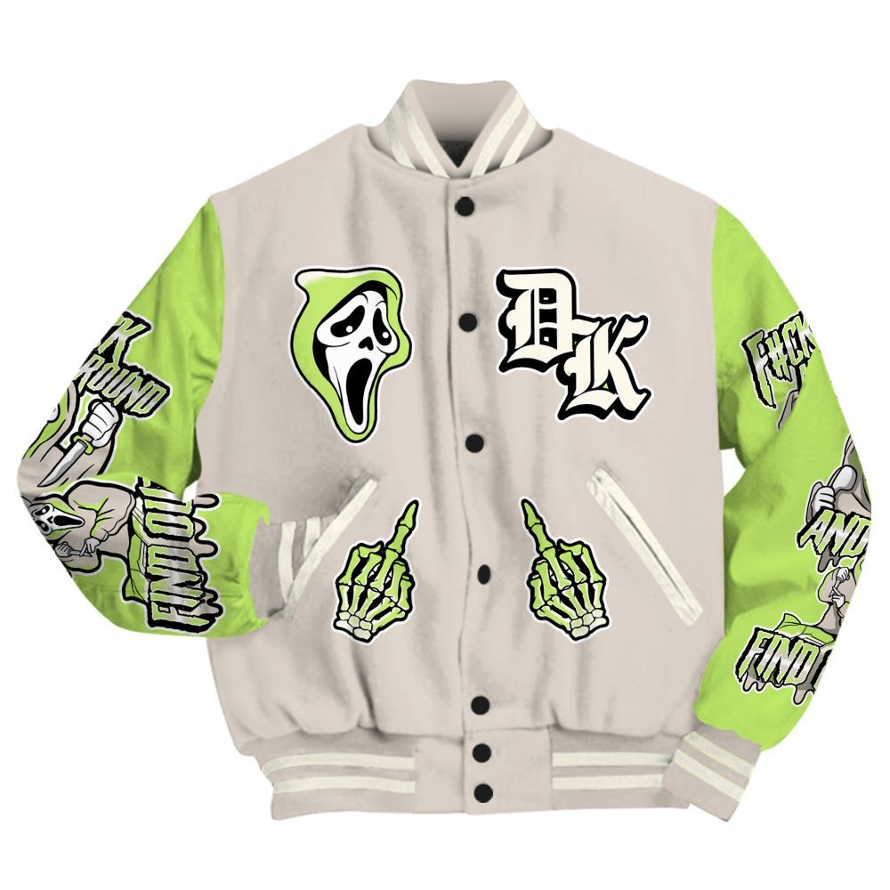 Varsity Jacket To Match Jack Black Night Silver - F#CK And Find Out Graphic All Over Print