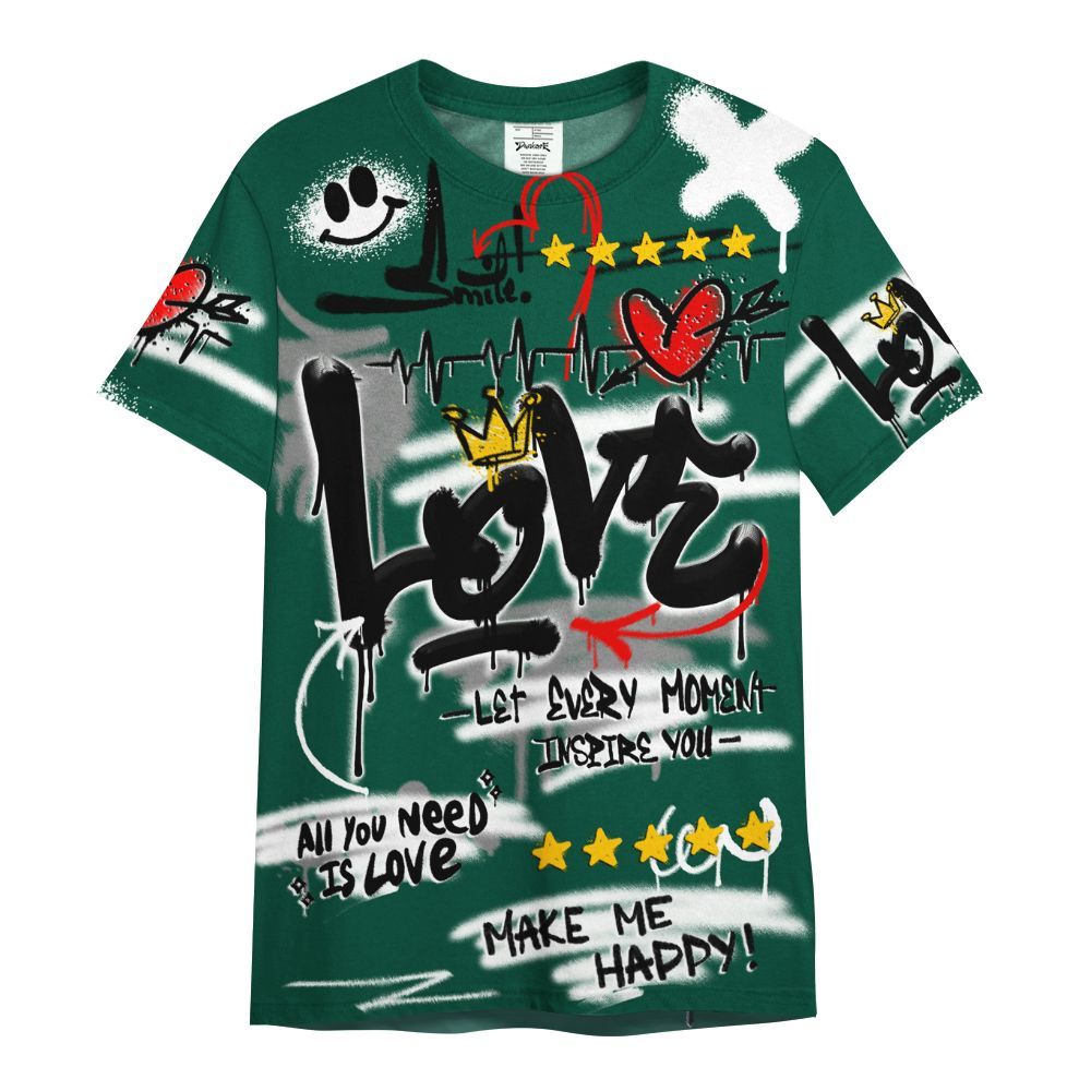 Shirt To Match Oxidized Green 4s - Happy Love Beats Graffiti Streetwear All Over Print
