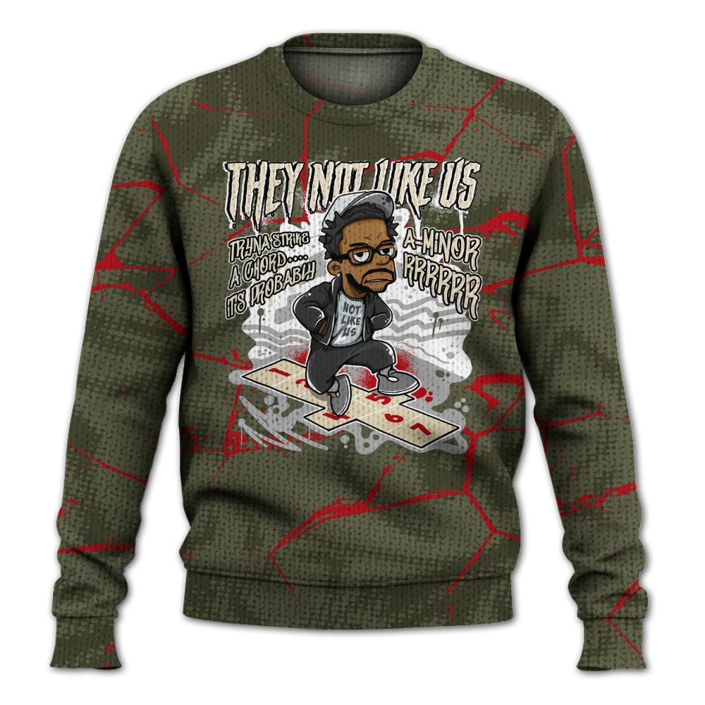 Knitted Sweater To Match Travis Scott Low OG Medium Olive 1s - Hopscotch Dislike Us Graphic Crack