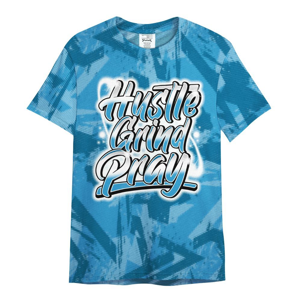 Shirt To Match Powder Blue 9s - Hustles And Prayer Graphic Halftone All Over Print