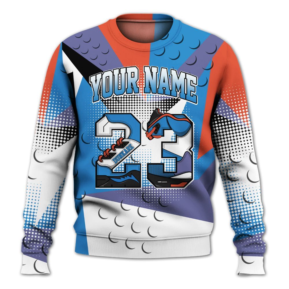 Sweatshirt To Match Hi-Res Blue 700s - Poly Custom Name Number 23 5s All Over Print