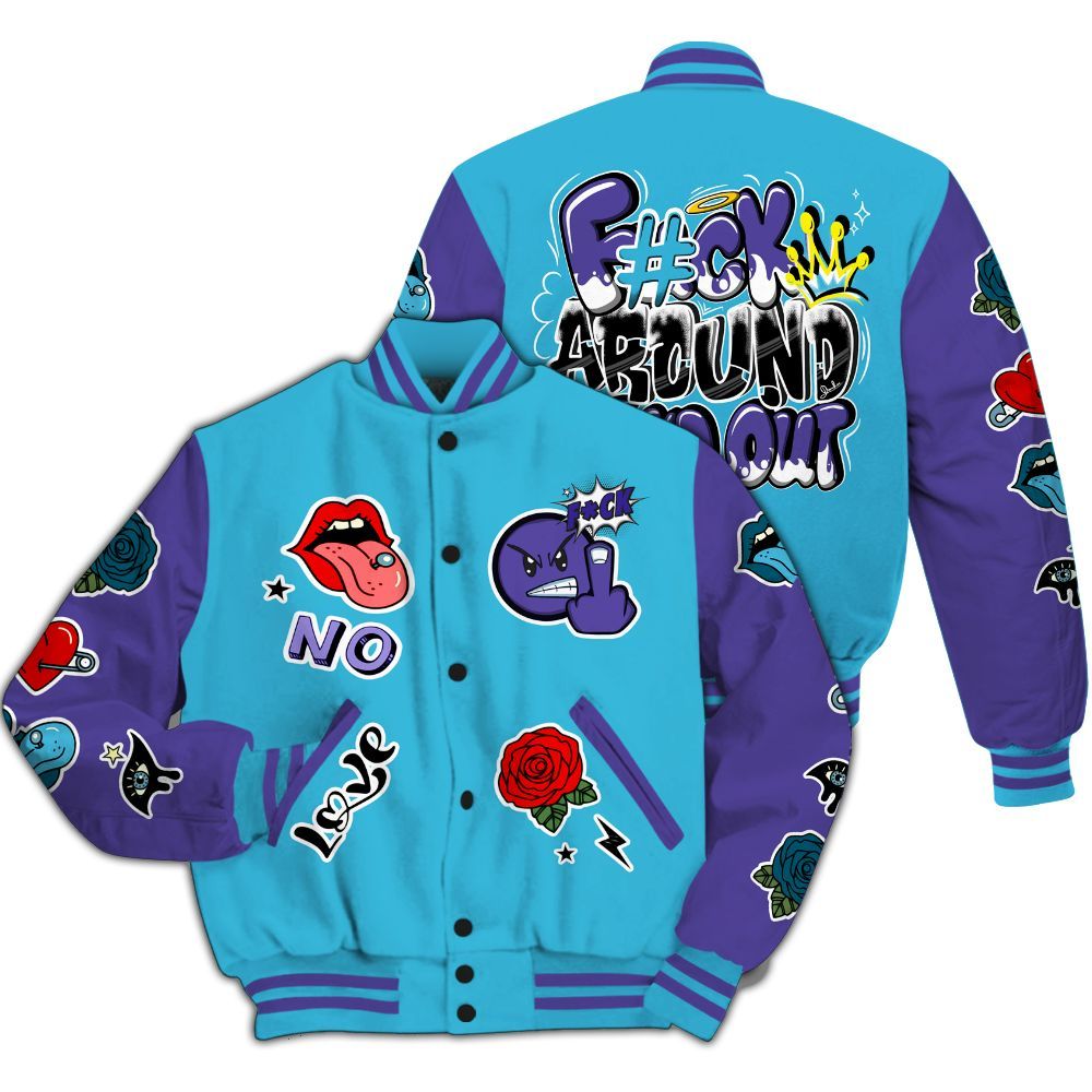Varsity Jacket To Match Retro Aqua 6s - FK Around Find Out All Over Print
