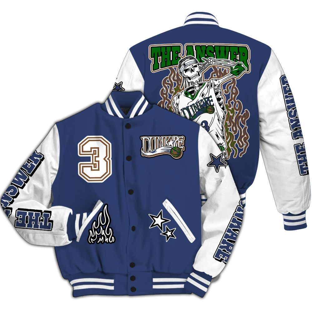 Varsity Jacket To Match Midnight Navy 13s - Allen Answer Skeleton All Over Print