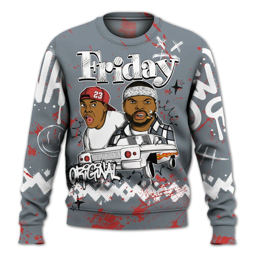 Sweatshirt To Match Wolf Grey 13s - Friday Sneaker Crayon All Over Print