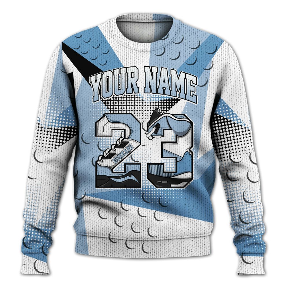 Knitted Sweater To Match High University Blue 1s - Poly Custom Name Number 23 5s