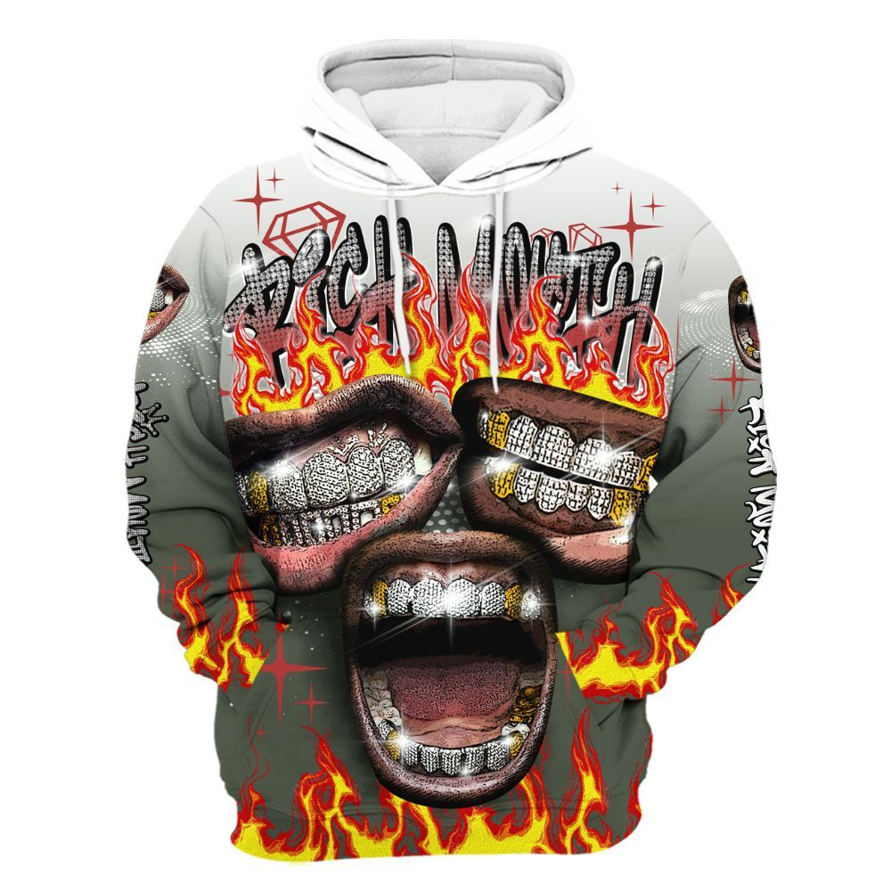 Hoodie To Match Air Force 1 Low Year Of The Snake Shirt, Rich Mouth Fire Rap Retro 90s All Over Print