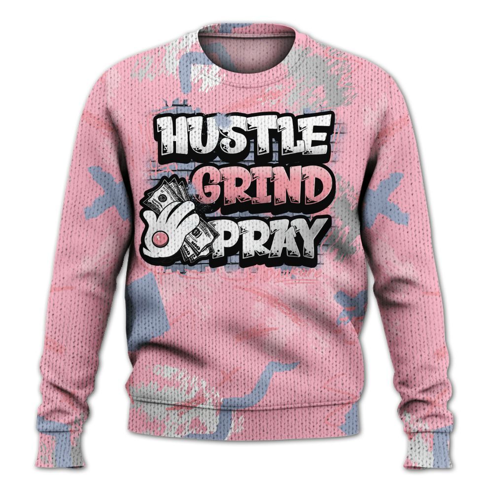 Sweater To Match Retro 35th Anniversary 5s - Hustle Grind Pray Graphic Street Style Graphic