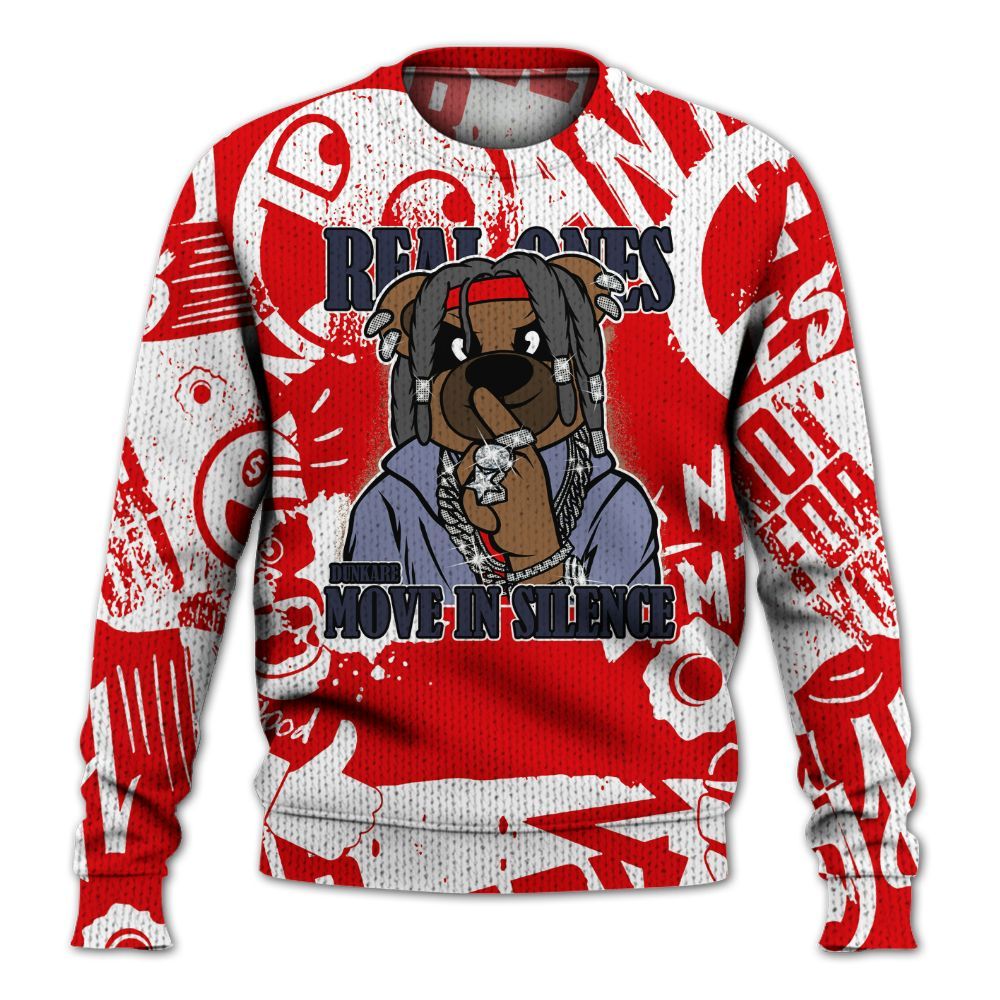 Knitted Sweater To Match Low OG Howard Bison 1s - Silent Achievers Bear Monogram Graffiti