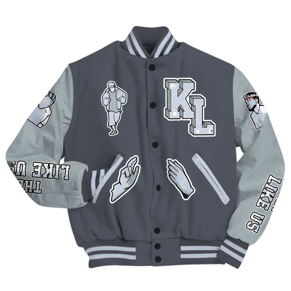 Varsity Jacket To Match Retro Wolf Grey 5s - Dislike Us Graphic All Over Print