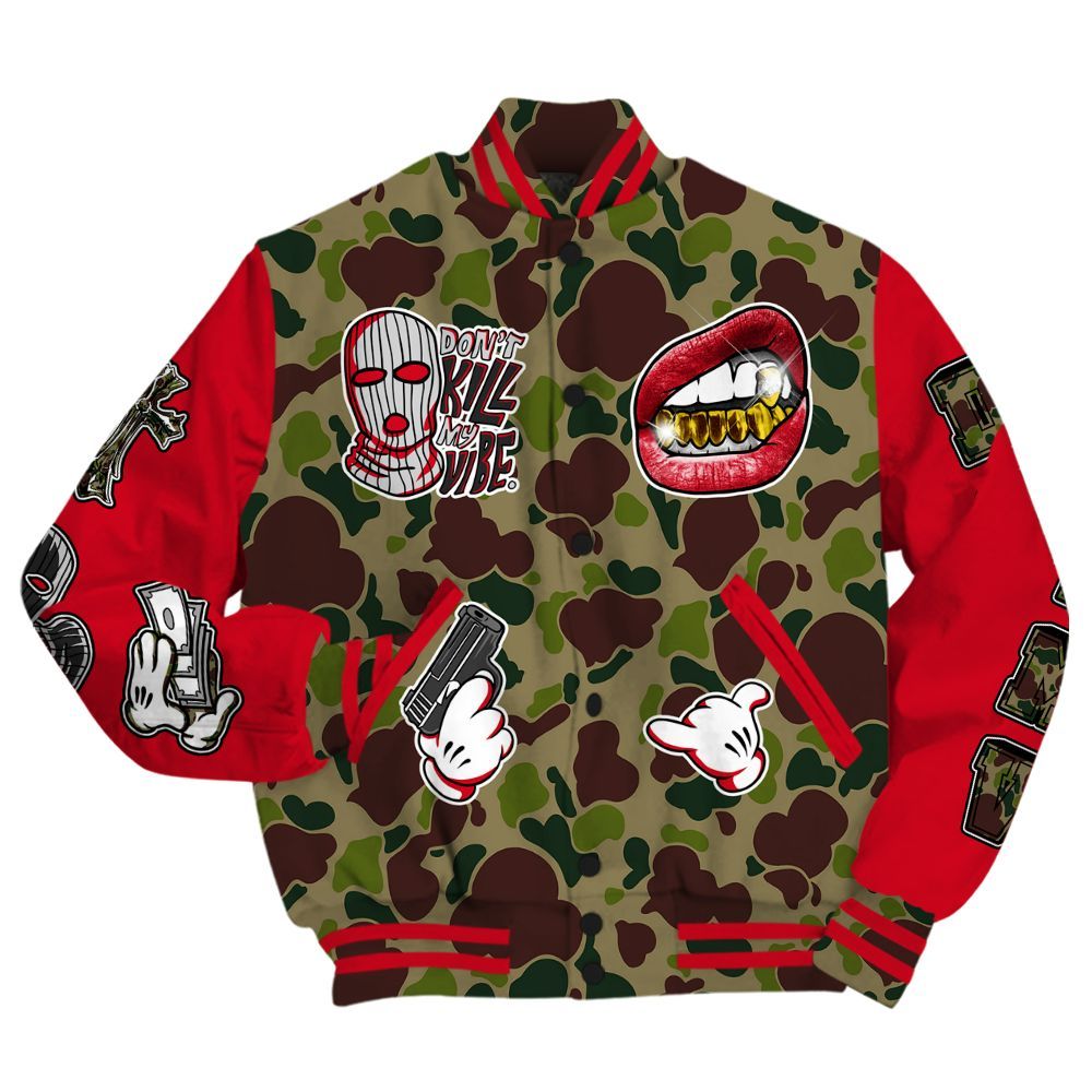 Varsity Jacket To Match Air Max 90 Duck Camo Red - Vibe.Unique All Over Print