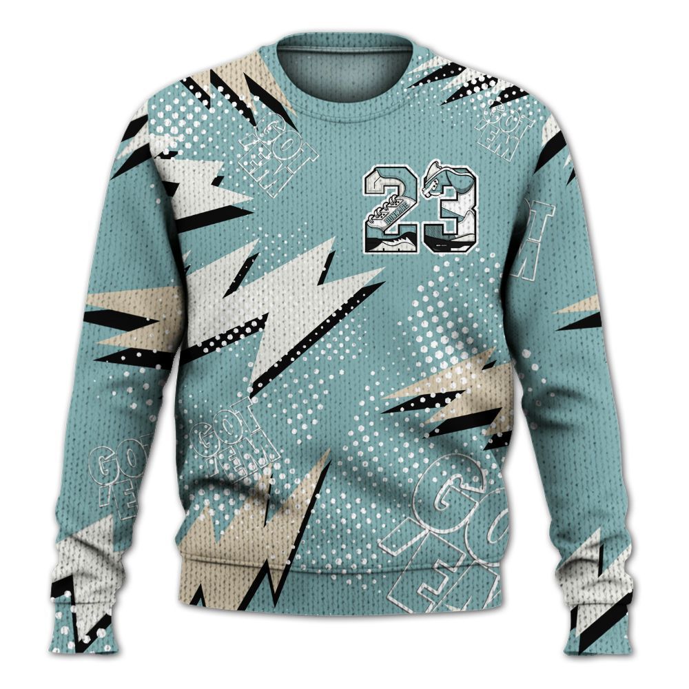 Knitted Sweater To Match Dunk Low Glacier Blue Pale Ivory - Custom Name Number 23 5s