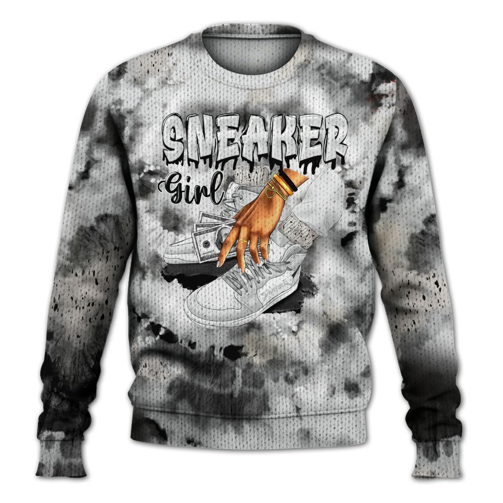 Knitted Sweater To Match Retro Reverse Metallic 5s - SNEAKER Girl Money Drip Tie Dye