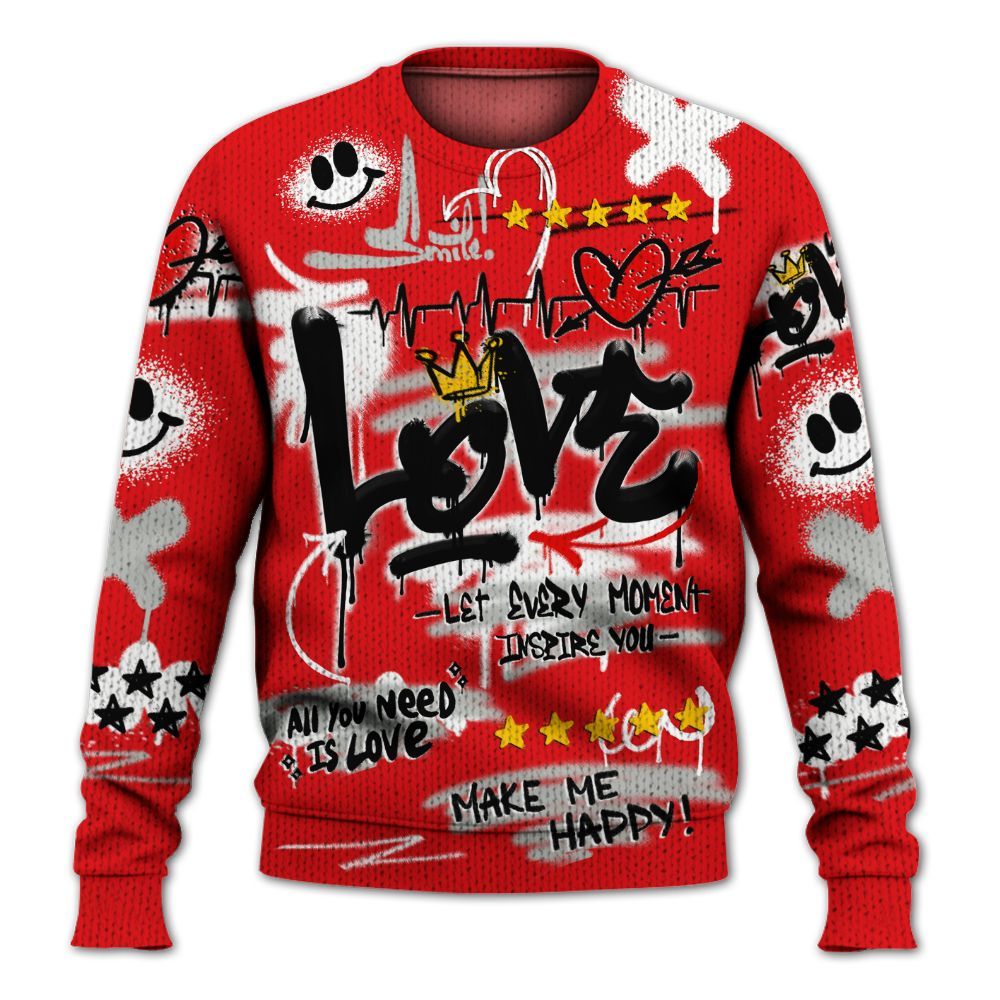 Knitted Sweater To Match Air Max 1 86 Cosmic Clay - Happy Love Beats Graffiti Streetwear