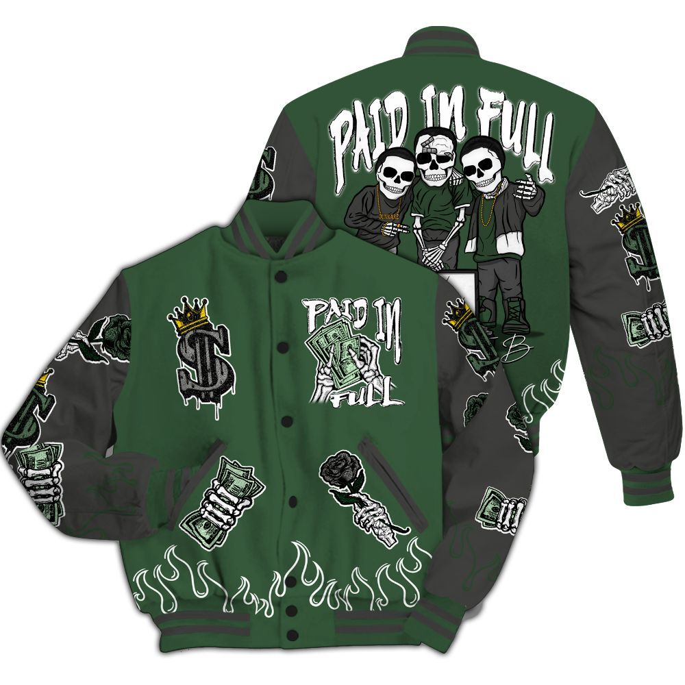 Varsity Jacket To Match Dunk Low Skateboards Black - Fire Everybody Paid In All Over Print